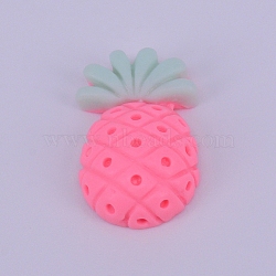 Opaque Frosted Resin Cabochon, Pineapple, Pink, 20.5x13x5.5mm(RESI-WH0009-10)