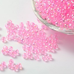 Eco-Friendly Transparent Acrylic Beads, Round, AB Color, Pearl Pink, 8mm, Hole: 1.5mm(X-PL734-5)