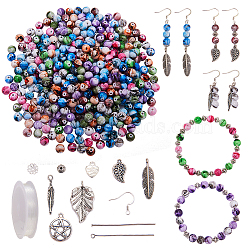 SUNNYCLUE DIY Earring Making, with Tibetan Style Alloy Pendants & Beads, Iron Eye Pin & Head Pins, Brass Bead Caps & Earring Hooks, Elastic Crystal Thread and Acrylic Beads, Mixed Color(DIY-SC0009-65)