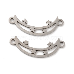 201 Stainless Steel Connector Charms, Moon with Star Links, Stainless Steel Color, 8x22x0.8mm, Hole: 1.5mm(STAS-Q245-21P)