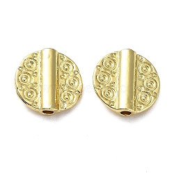 Rack Plating Alloy Beads, Long-Lasting Plated, Lead Free & Cadmium Free, Textured, Flat Round, Real 18K Gold Plated, 10x2.5mm, Hole: 1.4mm(PALLOY-D024-09G)