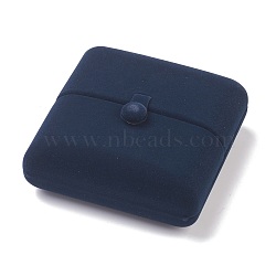 Velvet Bracelet Box, Double Flip Cover, for Showcase Jewelry Display Bracelet Storage Box, Square, Prussian Blue, 10x10x4.4cm(VBOX-G005-09)