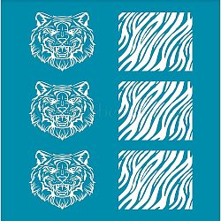 Silk Screen Printing Stencil, for Painting on Wood, DIY Decoration T-Shirt Fabric, Tiger Pattern, 100x127mm(DIY-WH0341-088)