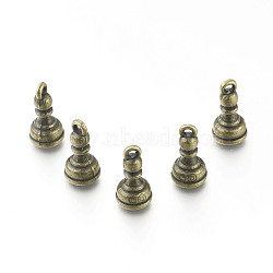 Alloy Charms, Pawn Chess Pieces, Antique Bronze, 14.5x7.5mm, Hole: 1.5mm(X-PALLOY-H201-01AB)