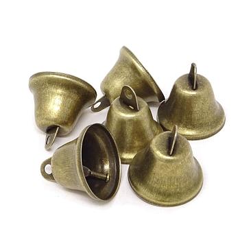 Iron Bell Pendants, Antique Bronze, 38x36mm, Hole: 4mm