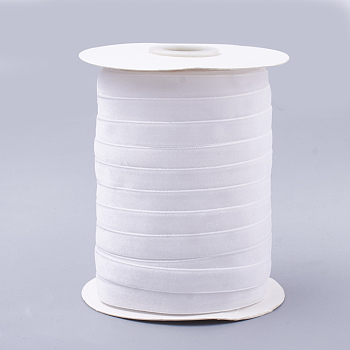 Single Face Velvet Ribbon, White, 3/8 inch(9.5~10mm), about 50yards/roll(45.72m/roll)