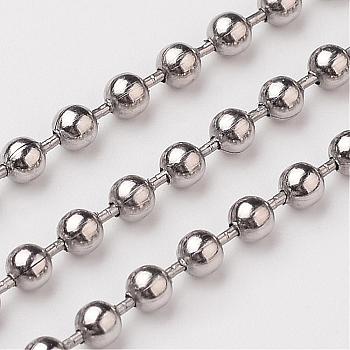304 Stainless Steel Ball Chains, Stainless Steel Color, 3mm