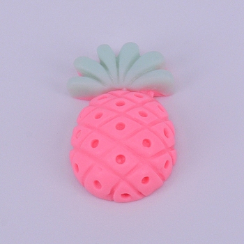 Opaque Frosted Resin Cabochon, Pineapple, Pink, 20.5x13x5.5mm