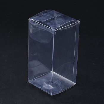 Rectangle Transparent Plastic PVC Box Gift Packaging, Waterproof Folding Box, for Toys & Molds, Clear, Box: 7x7x14.1cm