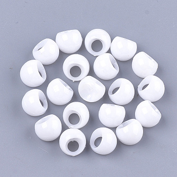Opaque AS Plastic Charms, Suzumaru Beads, Round, White, 10x9.5x9mm, Hole: 4mm, about 1600pcs/500g