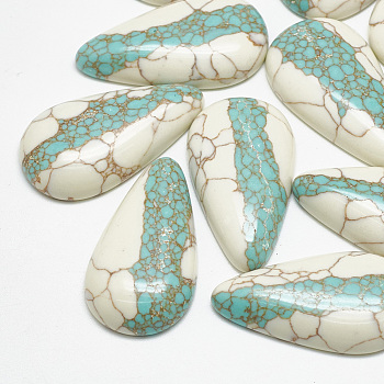 Synthetic Turquoise Cabochons, teardrop, 49x27x6.5~7mm