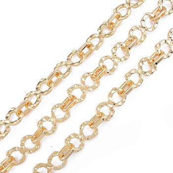 Alloy Number 8 Link Chains, with Spool, Cadmium Free & Nickel Free & Lead Free, Unwelded, Real 18K Gold Plated, 25x14x2mm, about 32.81 Feet(10m)/Roll