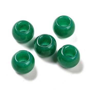 Natural Malaysia Jade Dyed European Beads, Large Hole Beads, Round, 12x9~9.5mm, Hole: 5.5~6mm