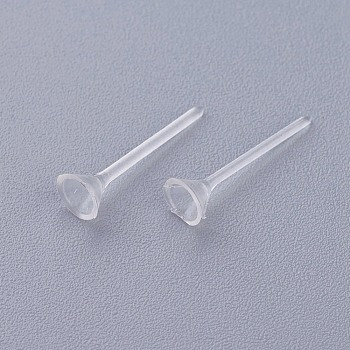 Plastic Stud Earring Findings, Clear, 4mm, Pin: 0.8mm, about 1000pcs/bag