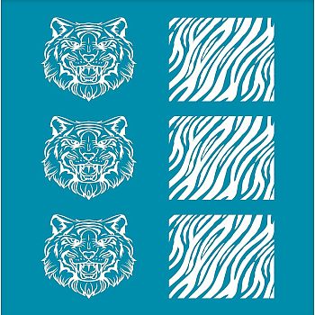 Silk Screen Printing Stencil, for Painting on Wood, DIY Decoration T-Shirt Fabric, Tiger Pattern, 100x127mm