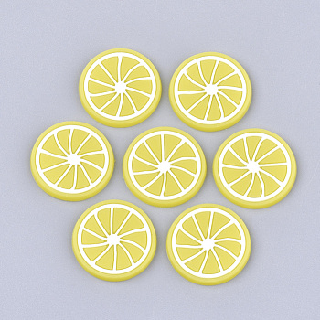 PVC Plastic Cabochons, Lemon, Yellow, 25x2mm