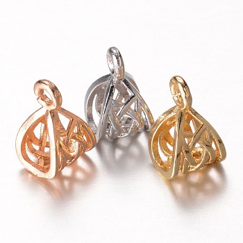 Hollow Brass Charms, Mixed Color, 12x7.5x7mm, Hole: 2mm