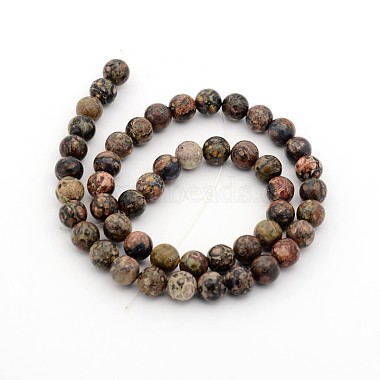 Brins de perles rondes en jaspe en peau de léopard naturel(G-P070-77-10mm)-2
