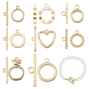 Real 16K Gold Plated Mixed Shapes Alloy Toggle Clasps