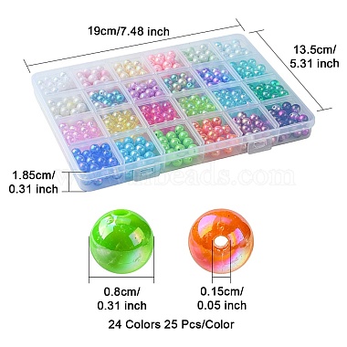 kit de fabrication de bijoux à faire soi-même 600 pièces 24 styles de perles rondes en acrylique et en plastique(DIY-FS0005-63)-4