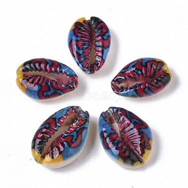 Printed Natural Cowrie Shell Beads(X-SSHEL-R047-01-D04)-2