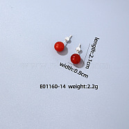 Handmade Fashion Natural Carnelian Stainless Steel Bead Earrings Accessories for Autumn/Winter, Platinum, 21x8mm(VH6205-11)