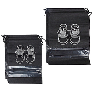 WADORN 10Pcs 2 Sizes Non-Woven Fabric Shoes Storage Drawstring  Bags, Rectangle with Shoes Pattern, Black, 35.8~43.7x27~32x0.1cm, 5pcs/size(ABAG-WR0001-01B)