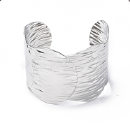 Non-Tarnish 304 Stainless Steel Wide Open Cuff Bangle for Women, Stainless Steel Color, Inner Diameter: 2-1/8x2-1/2 inch(5.25cmx6.2cm)(BJEW-F442-02P)