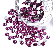 Glass Rhinestone Flat Back Cabochons, Back Plated, Faceted, Half Round, Fuchsia, SS10, 2.7~2.8x1mm, about 1440pcs/bag(RGLA-S002-10SS-26)
