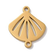 304 Stainless Steel Connector Charms, Laser Cut, Shell Shape Link, Real 18K Gold Plated, 14x12x1mm, Hole: 1mm(STAS-U010-03G)