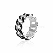 Stainless Steel Enamel Curb Chains Finger Rings, Black, US Size 7(17.3mm)(WJ4756-3)