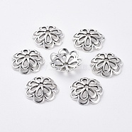Alloy Fancy Bead Caps, Cadmium Free & Lead Free, Flower, Antique Silver, 14x4mm, Hole: 2mm(X-PALLOY-00791-AS-RS)