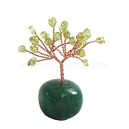 Natural Peridot Chips Tree of Life Decorations, Copper Wire Feng Shui Energy Stone Gift for Women Men Meditation, 20~50x50~80mm(PW-WG94128-02)