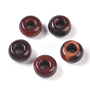 Dyed & Heated Natural Red Tiger Eye European Beads, Large Hole Beads, Rondelle, 14x7~8mm, Hole: 6mm(G-G740-14x8mm-39)