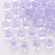 Transparent Acrylic Beads, Cube, Lilac, 8x7.5x7.5mm, Hole: 1.8mm, about 900pcs/500g(TACR-S154-12A-47)