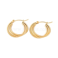 Ion Plating(IP) 304 Stainless Steel Hoop Earrings for Women, Multi-Strand Ring, Real 18K Gold Plated, 20.5x5mm(EJEW-P279-30G)