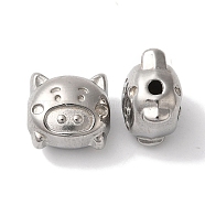 Non-Tarnish 304 Stainless Steel Beads, Pig, Stainless Steel Color, 9x10x7mm, Hole: 1.6mm(STAS-I305-141P)