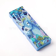 5D DIY Diamond Painting Stickers Kits For ABS Pencil Case Making, with Resin Rhinestones, Diamond Sticky Pen, Tray Plate and Glue Clay, Rectangle with Deer Pattern, Mixed Color, 20.5x7x2.5cm(DIY-F059-25)