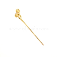 Alloy Hair Stick Findings, Vintage Decorative for Hair Diy Accessory, Flower Shape, Golden, 160x27mm, Hole: 2mm(FIND-WH0092-57G)