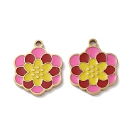 Ion Plating(IP) 304 Stainless Steel Pendants, with Enamel, Flower Charm, Golden, 17x14x1.5mm, Hole: 1.6mm(STAS-C083-12G-01)