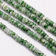 Natural Green Spot Jasper Beads Strands, Faceted, Rondelle, Green, 4x2.5mm, Hole: 0.5mm(G-G551-05)