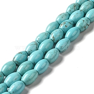 Natural Howlite Beads Strands, Dyed, Oval, Turquoise, 12x8mm, Hole: 1.2mm, about 34pcs/strand, 15.83 inch(40.2cm)(G-C025-08)