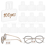 100Pcs Transparent PVC Glasses Price Tags Sleeve, Slip-on Eyeglasses Protector Label Tag Holder, Rectangle, Clear, 3.65x3.25x0.07cm, Hole: 13x4mm(CDIS-GA0001-03)
