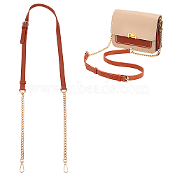 Imitation Leather Crossbody Purse Straps, with Alloy Curb Chain & Swivel Clasp, Chocolate, 112.5~128.5x1.6x0.4cm(FIND-WH0126-204A)