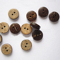 Round 2-Hole Buttons, Coconut Button, BurlyWood, about 10mm in diameter, about 200pcs/bag(NNA0Z1T)