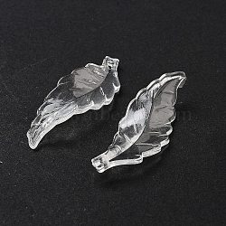 Transparent Acrylic Pendants, Leaf, Clear, 39x14x2mm, Hole: 0.8mm(DBLA221-10)