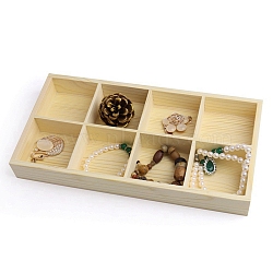 Wooden Storage Box, Jewelry Tray, Rectangle, 8 Compartments, Light Goldenrod Yellow, 307x157x36mm(AJEW-M210-01B)