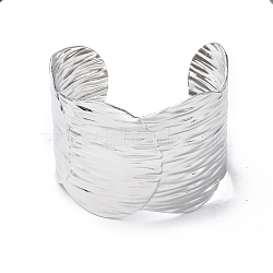 304 Stainless Steel Wide Open Cuff Bangle for Women, Stainless Steel Color, Inner Diameter: 2-1/8x2-1/2 inch(5.25cmx6.2cm)(BJEW-F442-02P)