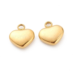 304 Stainless Steel Pendants, Heart, Golden, 10x9x3mm, Hole: 1.6mm(STAS-Z009-19G)