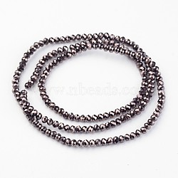 Electroplate Glass Bead Strands, Faceted, Rondelle, Copper Plated, 2.9~3.3x2mm, Hole: 1mm, about 165~169pcs/strand, 15~16 inch(38~40cm)(EGLA-G014-2mm-FP09)